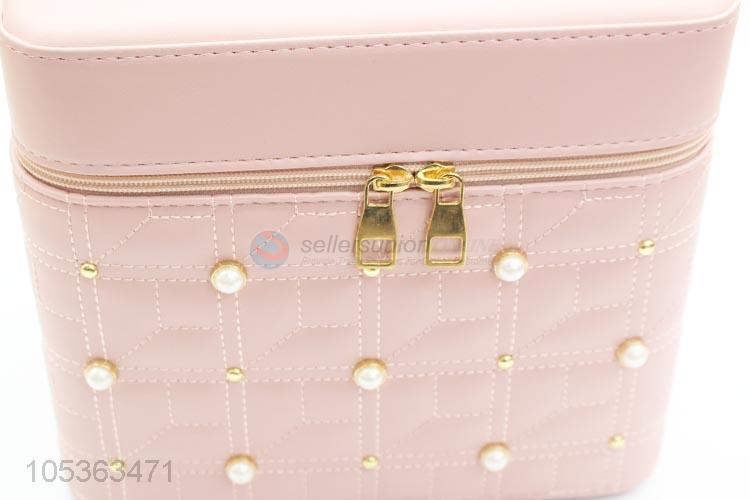 Latest Arrival Pink Color Portable Zipper Cosmetic Bag