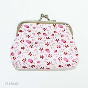 Fashion Design Latest Pink Little Flower Printed Zipper Coin Purse