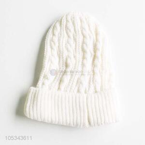 Direct factory custom white jacquard knitted cap for winter
