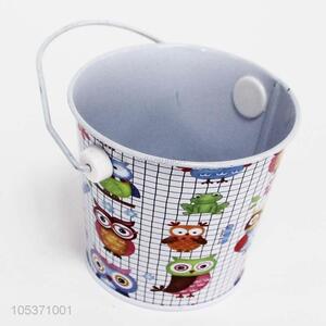 China supplier custom owl printed mini iron bucket