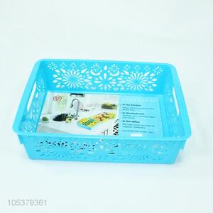 Hot sale sky blue hollow-out plastic storage basket