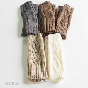 Hot selling winter warm knitted harlf-finger gloves  for women