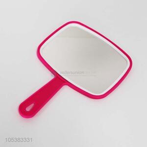 Good quality rose red handheld plastic makeup mirror