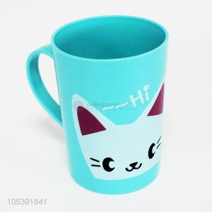 Cheap houseware cute cat printed plastic cup with handle