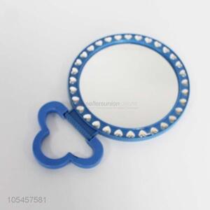 Wholesale home use plastic stand cosmetic mirror with hearts paved border