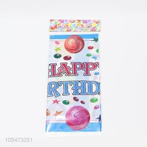 Fancy cheap disposable plastic printed birthday party table cloth