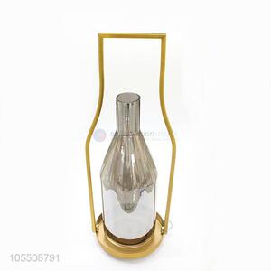 Wholesale custom home decorative golden metal portable flower vase