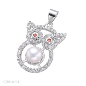 Good Sale Inlay Zircon Owl Shape Necklace Pendant Fashion Jewelry