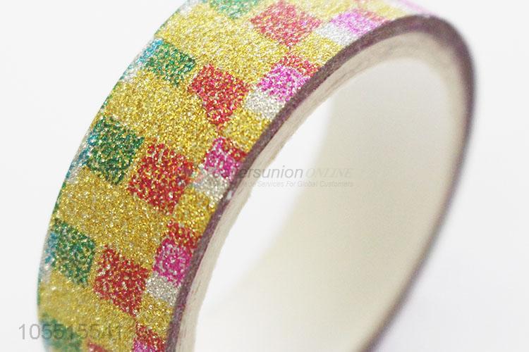 Recent design decorative colorful check pattern glitter adhesive tape