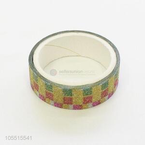 Recent design decorative colorful check pattern glitter adhesive tape