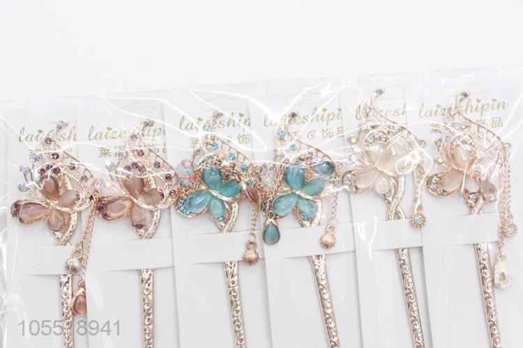 Factory Direct High Quality Fashion Exquisite Crystal Butterfly Hairpin