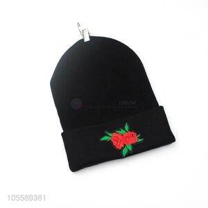 New Arrival Rose Pattern Knitted Beanie Warm Cap