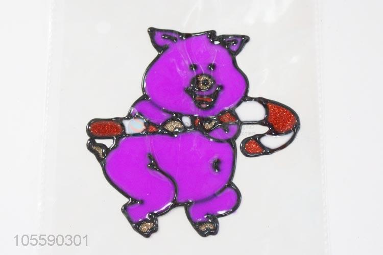 Cartoon Design Colorful Pig Shape Jelly Sticker For Christmas Decoration
