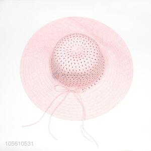 Competitive price pink women summer beach straw hat wide brim cap