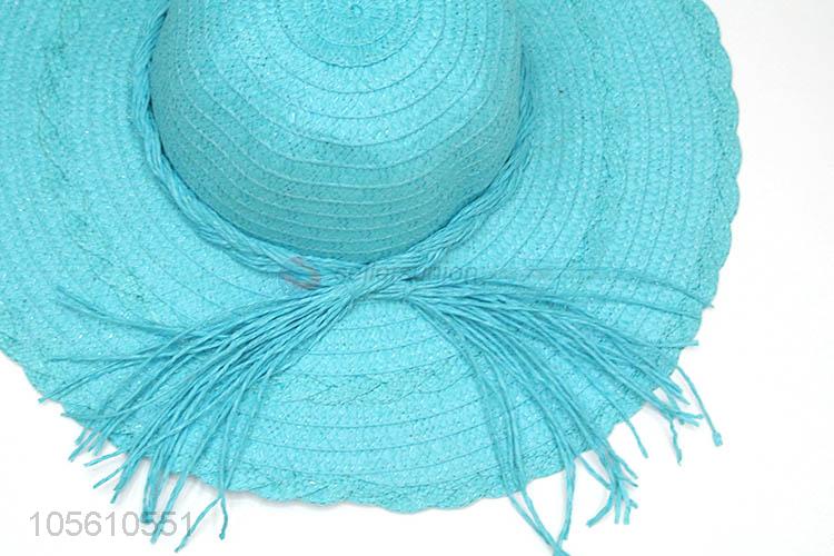 Cheap light blue women beach cap summer sun straw hat