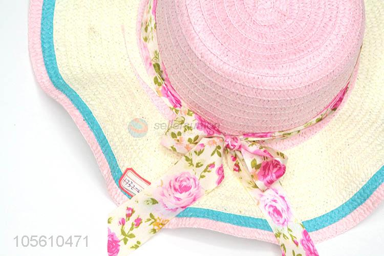 Exquisite women waving beach cap summer sun straw hat