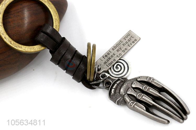 Direct factory vintage hand bone shape alloy key chain matte key ring for men