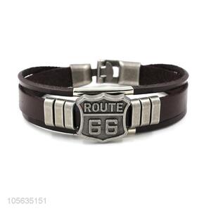 Latest design retro styles multitier mens leather bracelets with charms