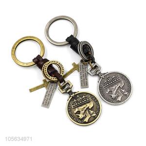 Customized vintage round charms alloy <em>key</em> <em>chain</em> matte <em>key</em> ring for <em>men</em>