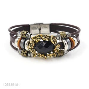 Resonable price multilayer leather bracelet retro charms bracelets