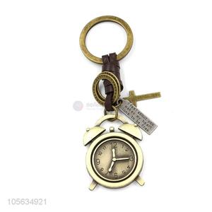 Outstanding quality matte alloy alarm clock shape <em>key</em> ring <em>key</em> holder for <em>men</em>