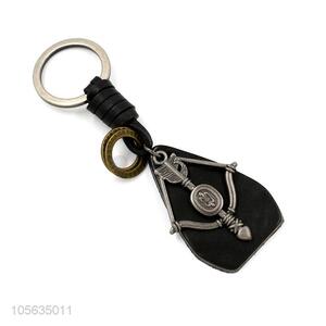 Top sale vintage skull horn shape alloy key chain matte key ring for men