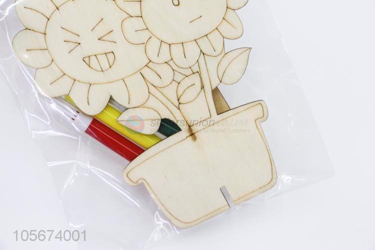 Cartoon Design Wooden Bonsai Shape Graffiti Craft Set