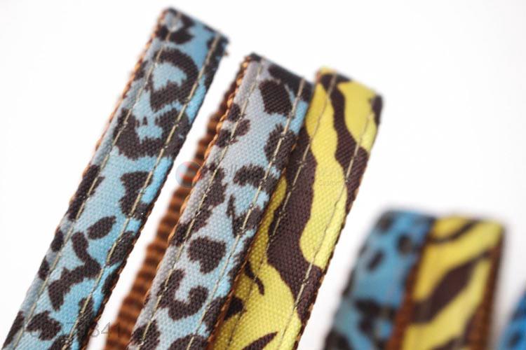 Factory sales leopard printed polyester dog collar with bells