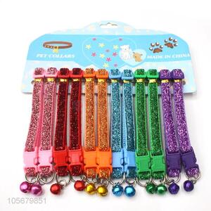 Manufacturer custom multicolor glitter dog collar with bells