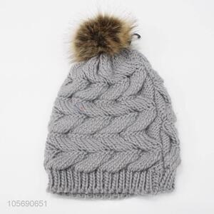 Eco-friendly Gray Winter Warm Knitting Hat for Children