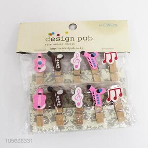 Custom 10 Pieces Music Series Wooden Clip Decorative Clip