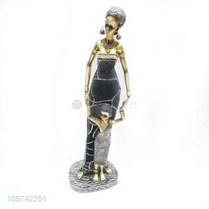 Low Price Resin Beautiful African Women Statues with Kids for Decoration