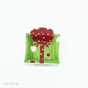 Unique design square christmas gift box pattern ceramic plate