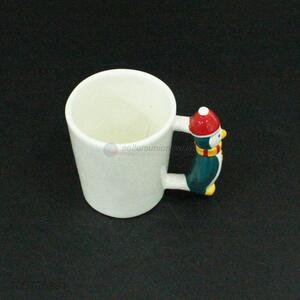 Unique design penguin handle ceramic cup christmas gift white cup