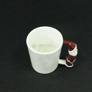 Fashion design santa claus handle ceramic cup christmas gift white cup