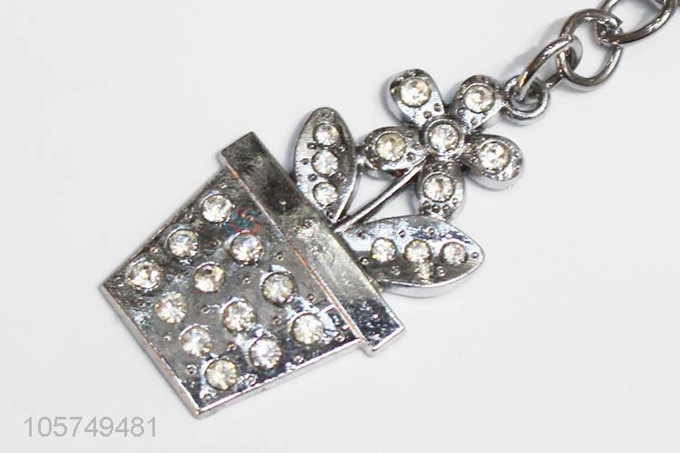 China manufacturer flowerpot shape zinc alloy keyrings metal key chain