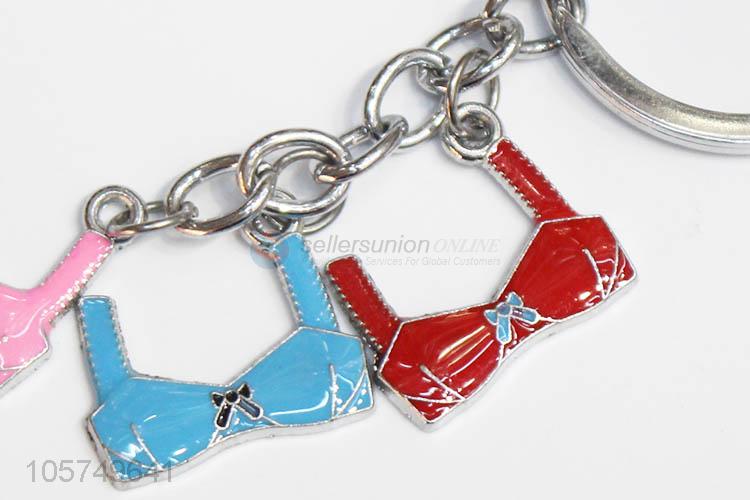 Good quality bra shape zinc alloy key chains enamel metal keyrings