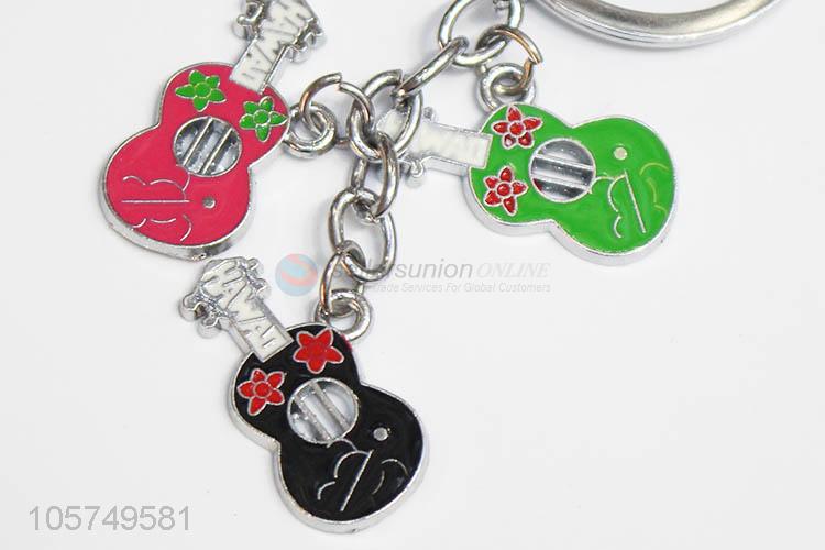 China suppliers guitar shape zinc alloy key chains enamel metal keyrings