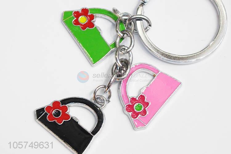 Wholesale cheap handbag shape zinc alloy key chains enamel metal keyrings