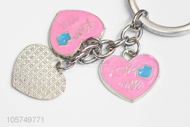 Competitive price heart shape zinc alloy key chains enamel metal keyrings