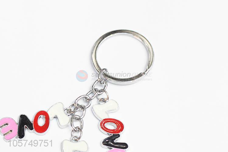 Professional suppliers LOVE shape zinc alloy key chains enamel metal keyrings
