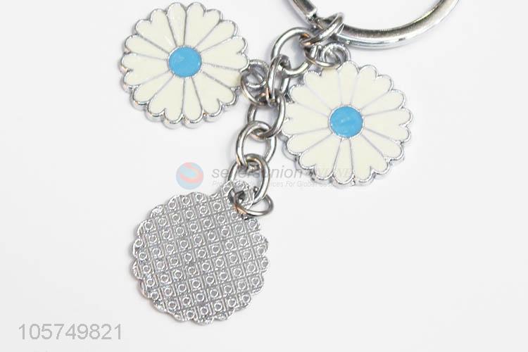 High sales daisy shape zinc alloy key chains enamel metal keyrings