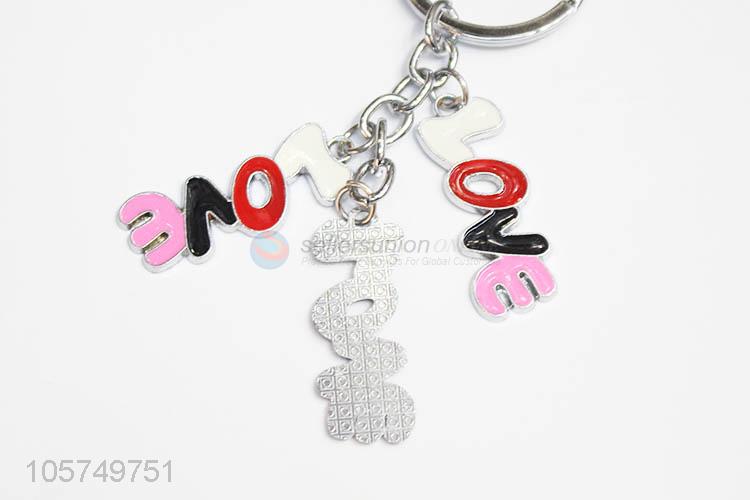 Professional suppliers LOVE shape zinc alloy key chains enamel metal keyrings