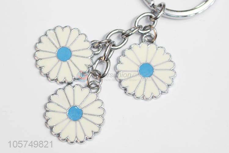 High sales daisy shape zinc alloy key chains enamel metal keyrings