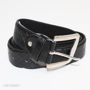 Good quality black pu leather embossed belt for men