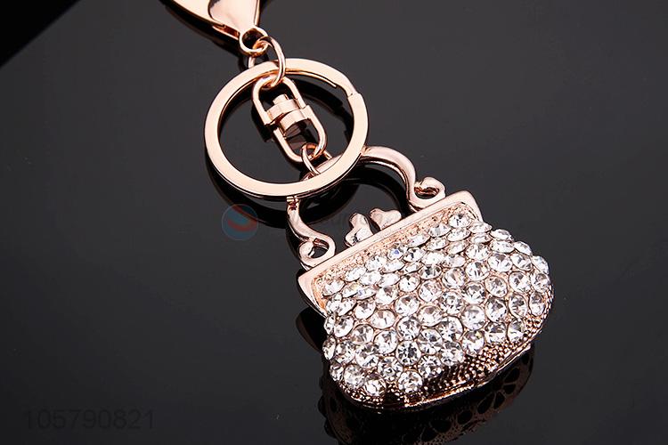 Latest Design Diamond Bag Shape Alloy Keychain Girl Bag Pendant