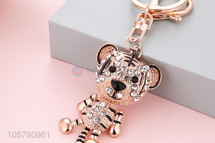 Cheap and High Quality Little Tiger Shape Alloy Keychain Diamond Girl Bag Ornaments