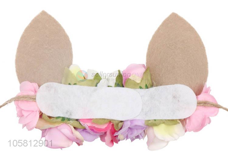 Hot Selling Rabbit Ear Artificial Flower Hair Band For Easter