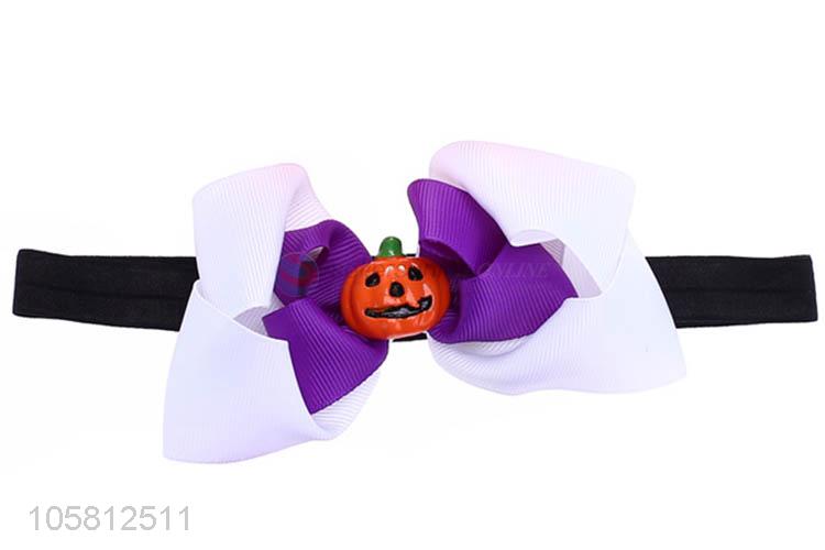 Custom Halloween Decoration Bowknot Pumpkin Design Elastic Headband