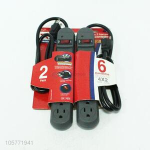 Premium quality 2pack 6 outlet American extension socket power strip